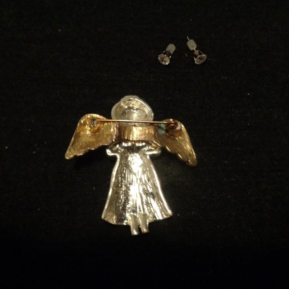 SWEET VINTAGE ANGLE PIN W SHINE TINY EARINGS LOT - Picture 5 of 5